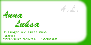 anna luksa business card
